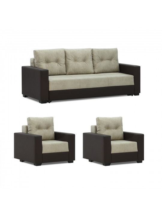 Sofa set HOBEL ERICA 3+1+1 BROWN 3673/ CREAM RONALDO 1802 (6) 