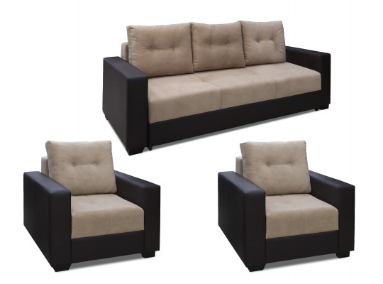 Sofa set HOBEL ERICA 3+1+1 BROWN 3673/ DARK BEIGE VIVALDI 21 (5) 