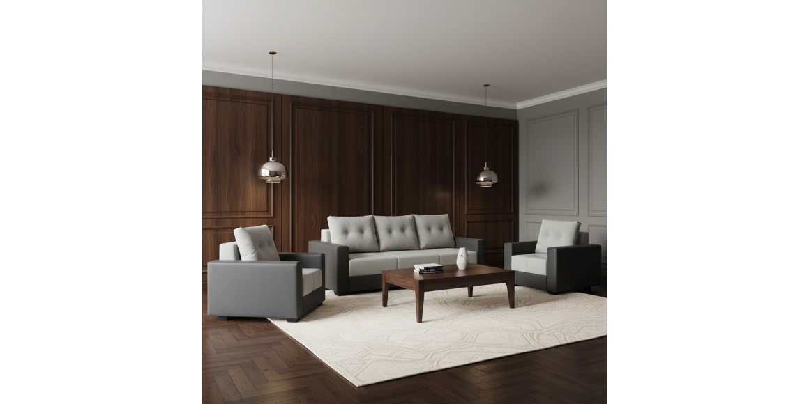 Sofa set HOBEL ERICA 3+1+1 F/P DARK GREY 8410/LIGHT GREY LEONARDO 13 (6) 