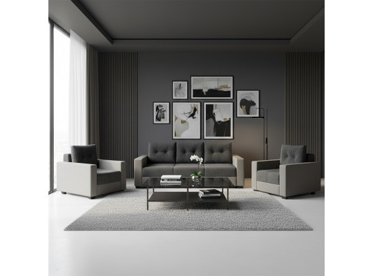 Sofa set HOBEL ERICA 3+1+1 LIGHT GREY 8409/ DARK GREY JAGUAR 9 (6) 