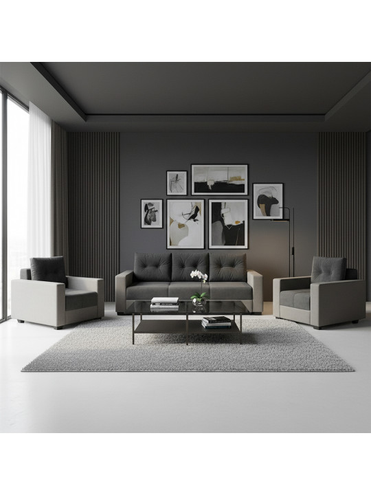 Հավաքածու HOBEL ERICA 3+1+1 LIGHT GREY 8409/ DARK GREY JAGUAR 9 (6) 