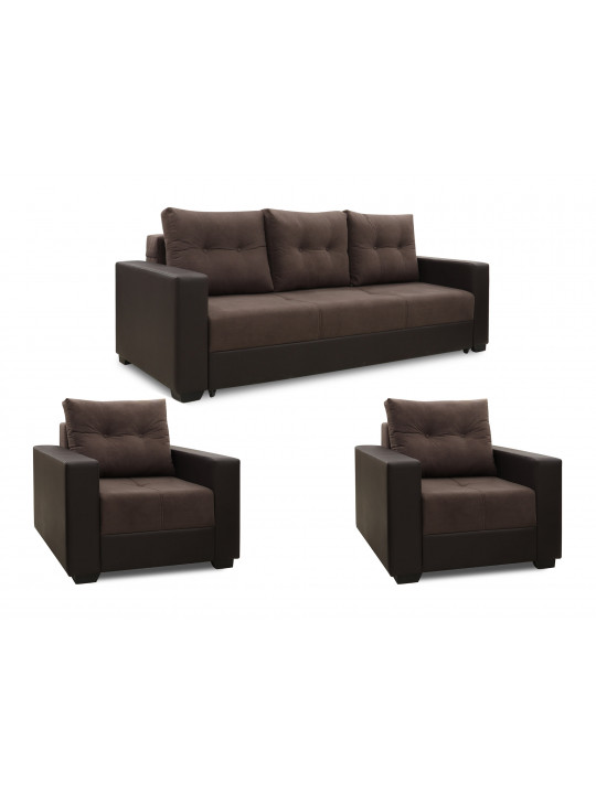 Sofa set HOBEL ERICA 3+1+1 TONG BROWN/ DARK BROWN VIVALDI 24 (5) 