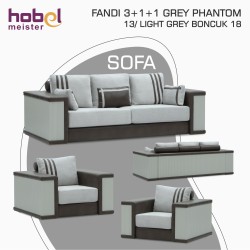 Гарнитур HOBEL FANDI 3+1+1 GREY PHANTOM 13/ LIGHT GREY BONCUK 18 (3) 