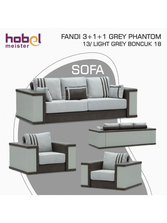 Հավաքածու HOBEL FANDI 3+1+1 GREY PHANTOM 13/ LIGHT GREY BONCUK 18 (3) 