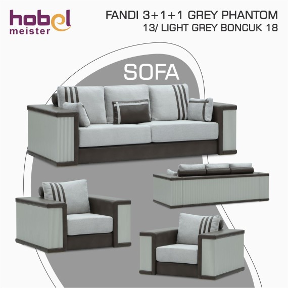 Sofa set HOBEL FANDI 3+1+1 GREY PHANTOM 13/ LIGHT GREY BONCUK 18 (3) 