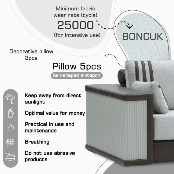 Sofa set HOBEL FANDI 3+1+1 GREY PHANTOM 13/ LIGHT GREY BONCUK 18 (3) 