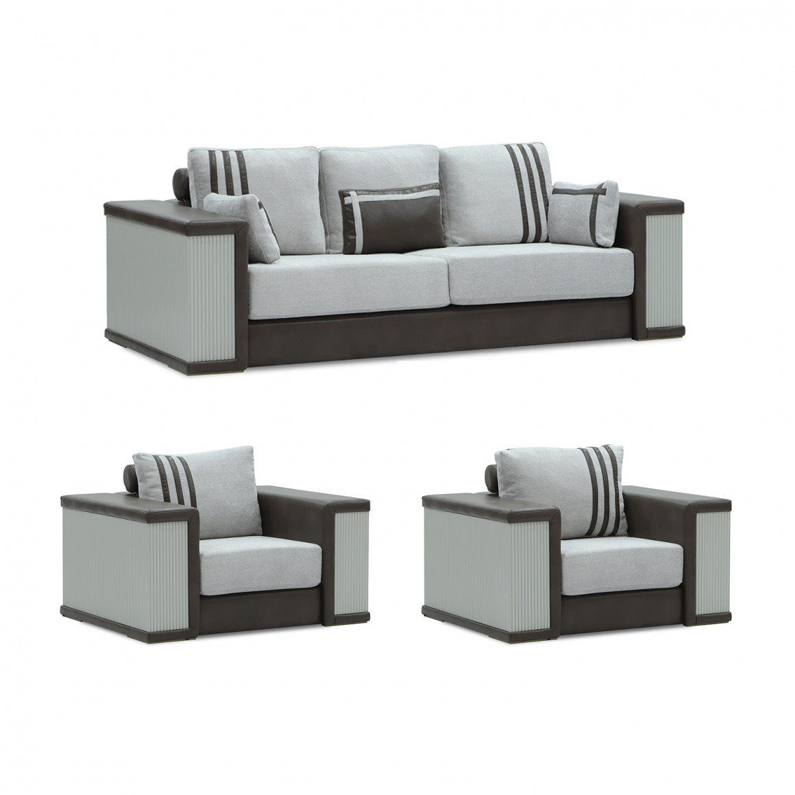 Sofa set HOBEL FANDI 3+1+1 GREY PHANTOM 13/ LIGHT GREY BONCUK 18 (3) 