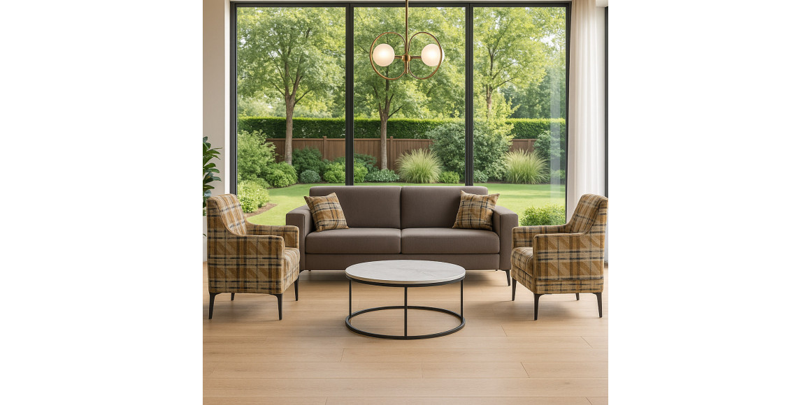 Sofa set HOBEL GLORIA 3+1+1 LIGHT BROWN SCANDI 6/ BENORRY 1012 (3) 