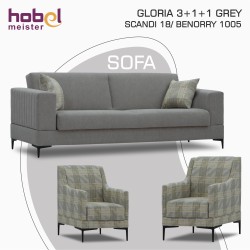 Гарнитур HOBEL GLORIA 3+1+1 GREY SCANDI 18/ BENORRY 1005 (3) 