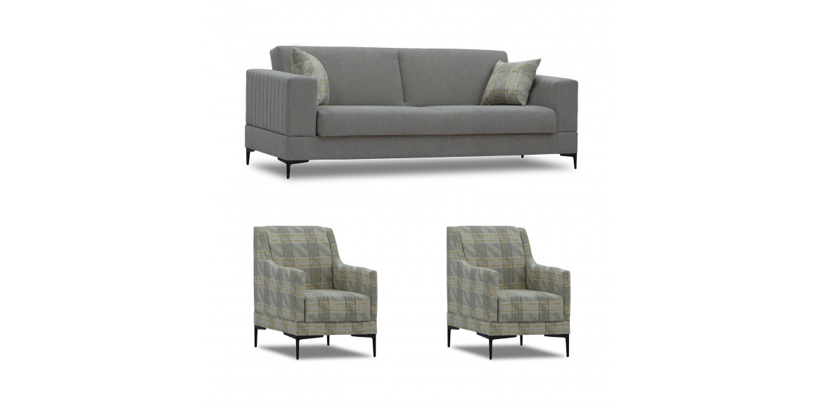 Гарнитур HOBEL GLORIA 3+1+1 GREY SCANDI 18/ BENORRY 1005 (3) 