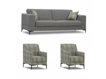 Sofa set HOBEL GLORIA 3+1+1 GREY SCANDI 18/ BENORRY 1005 (3) 