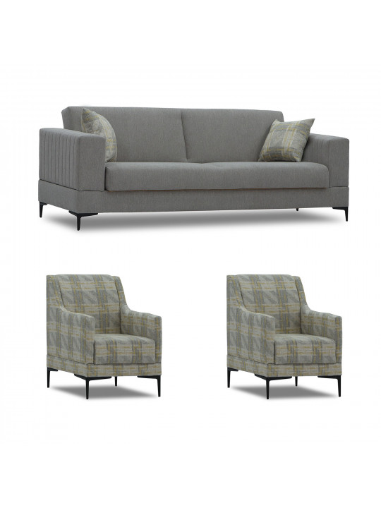 Гарнитур HOBEL GLORIA 3+1+1 GREY SCANDI 18/ BENORRY 1005 (3) 