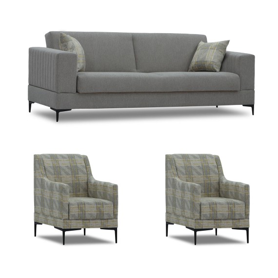 Гарнитур HOBEL GLORIA 3+1+1 GREY SCANDI 18/ BENORRY 1005 (3) 