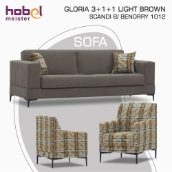 Гарнитур HOBEL GLORIA 3+1+1 LIGHT BROWN SCANDI 6/ BENORRY 1012 (3) 