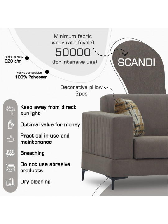 Sofa set HOBEL GLORIA 3+1+1 LIGHT BROWN SCANDI 6/ BENORRY 1012 (3) 