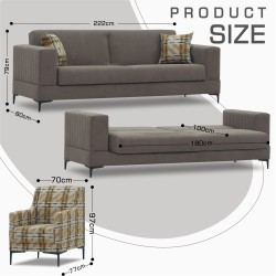 Гарнитур HOBEL GLORIA 3+1+1 LIGHT BROWN SCANDI 6/ BENORRY 1012 (3) 
