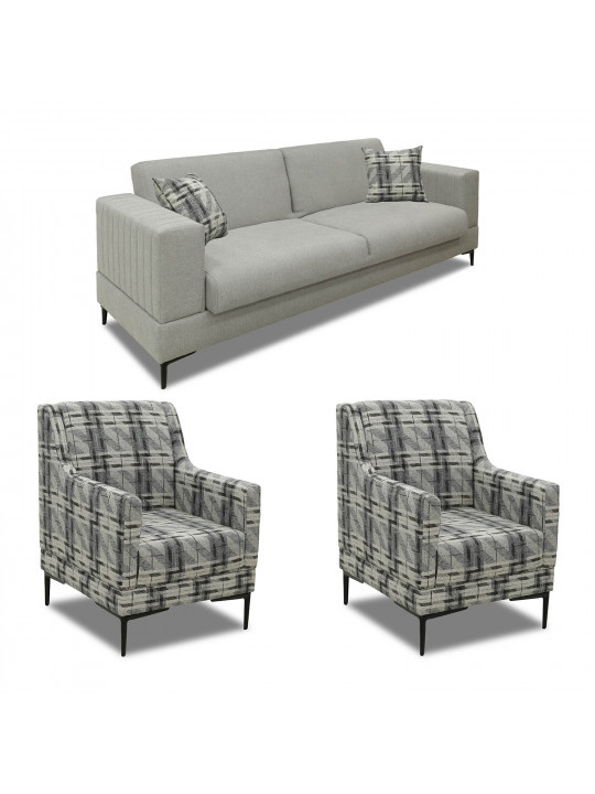 Sofa set HOBEL GLORIA 3+1+1 LIGHT GREY SCANDI 18/ BENORRY 1010 (3) 