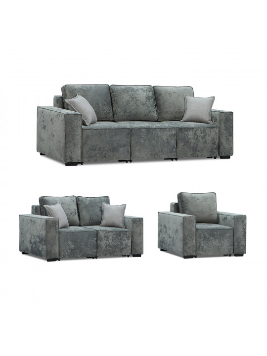 Гарнитур HOBEL LOTUS 3+2+1 GREY MONACO 14/ INFINITY 911 (15) 