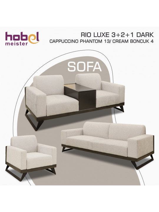 Sofa set HOBEL RIO LUXE 3+2+1 DARK CAPPUCCINO PHANTOM 13/ CREAM BONCUK 4 (3) 