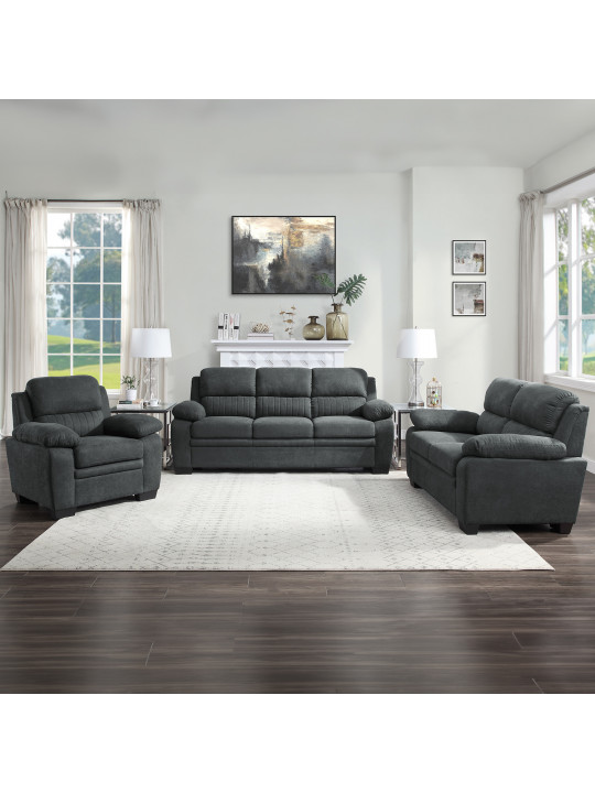 Sofa set HOMELEGANCE KAMELI 9333DG 3+2+1 DARK GREY 