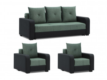 Sofa set HOBEL KATRIN 3+1+1 BLACK 4503/ GREEN MOCASSI 5005 (5) 