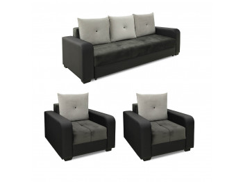 Sofa set HOBEL KATRIN 3+1+1 BLACK V626/ DARK GREY EVA F-EVO 1031/ LIGHT GREY EVA F-EVO 1035 (5) 