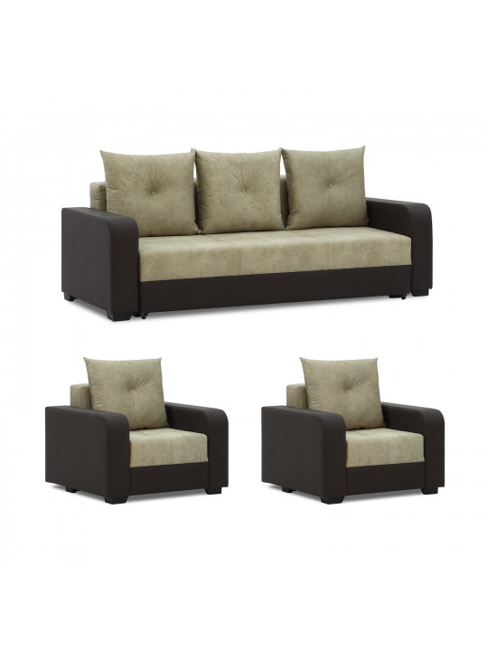 Sofa set HOBEL KATRIN 3+1+1 BROWN 3673/CREAM RONALDO 1803 (6) 