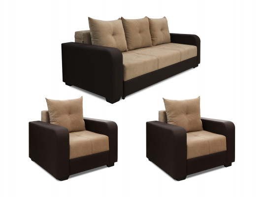 Sofa set HOBEL KATRIN 3+1+1 BROWN 3673/DARK BEIGE VIVALDI 21 (5) 