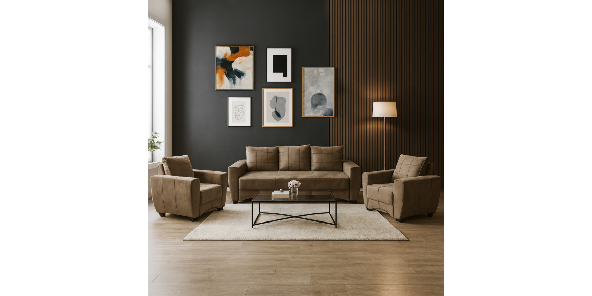 Гарнитур HOBEL LI 3+1+1 BROWN CATALANA 5 (5) 