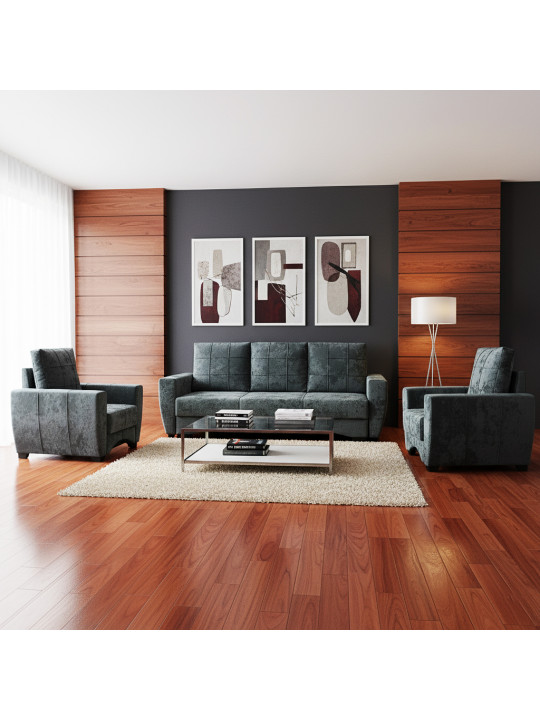 Sofa set HOBEL LI 3+1+1 F/P DARK GREY MONACO 15 (5) 