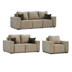 Гарнитур HOBEL LOTUS 3+2+1 F/P CAPPUCCINO BELLA 3/NIAGARA BROWN (15) 