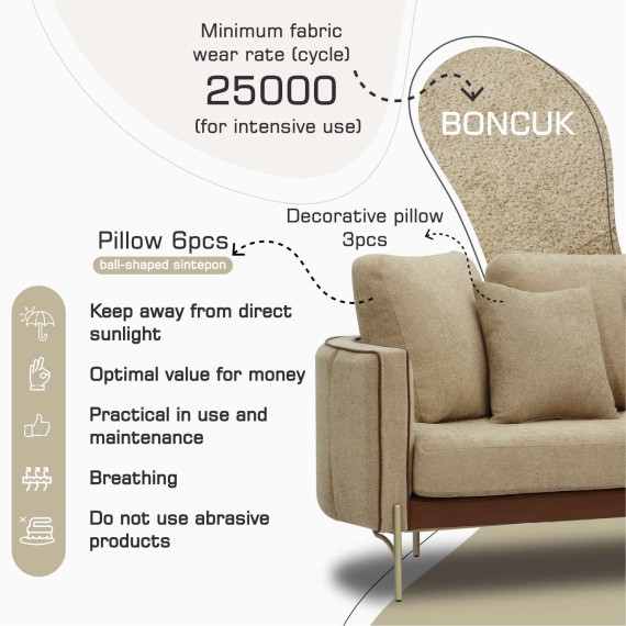 Гарнитур HOBEL MARIA 3+1+1 KAX7004 GOLD / HONEY PHANTOM 6/ LIGHT BROWN BONCUK 6 (3) 