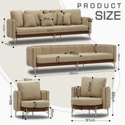 Гарнитур HOBEL MARIA 3+1+1 KAX7004 GOLD / HONEY PHANTOM 6/ LIGHT BROWN BONCUK 6 (3) 