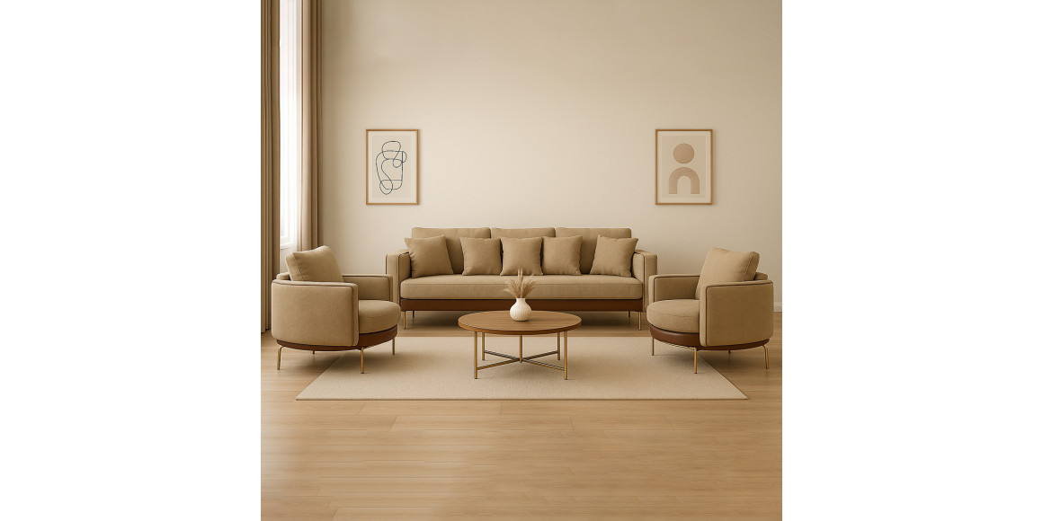 Sofa set HOBEL MARIA 3+1+1 KAX7004 GOLD / HONEY PHANTOM 6/ LIGHT BROWN BONCUK 6 (3) 