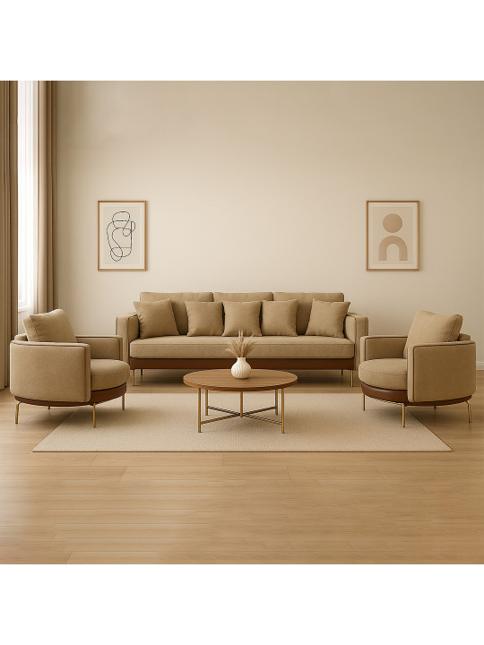 Sofa set HOBEL MARIA 3+1+1 KAX7004 GOLD / HONEY PHANTOM 6/ LIGHT BROWN BONCUK 6 (3) 