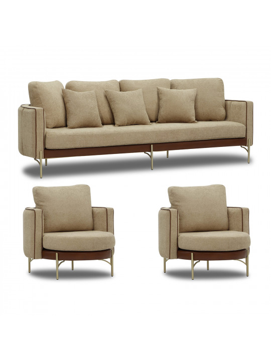 Sofa set HOBEL MARIA 3+1+1 KAX7004 GOLD / HONEY PHANTOM 6/ LIGHT BROWN BONCUK 6 (3) 