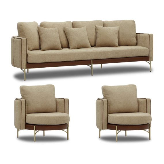 Гарнитур HOBEL MARIA 3+1+1 KAX7004 GOLD / HONEY PHANTOM 6/ LIGHT BROWN BONCUK 6 (3) 
