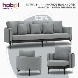 Гарнитур HOBEL MARIA 3+1+1 KAX7005 BLACK / GREY PHANTOM 14/ GREY PHANTOM 19 (3) 