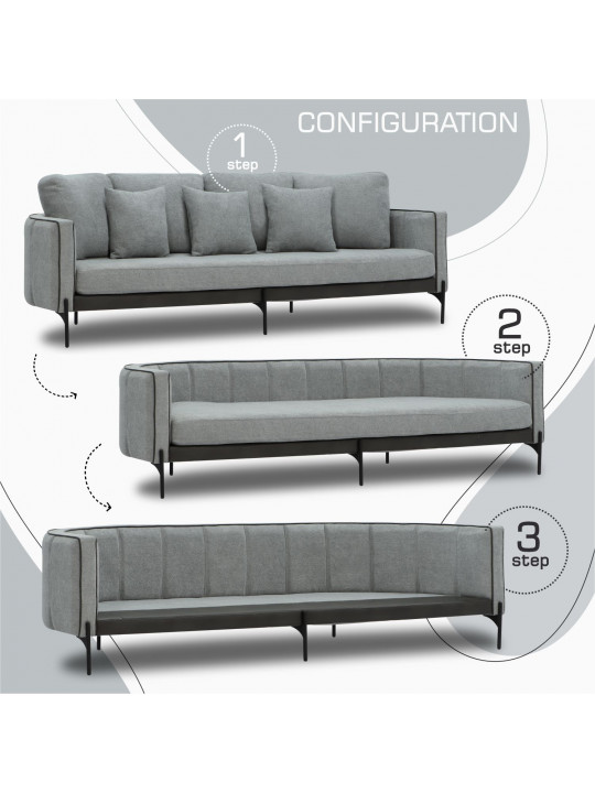 Гарнитур HOBEL MARIA 3+1+1 KAX7005 BLACK / GREY PHANTOM 14/ GREY PHANTOM 19 (3) 