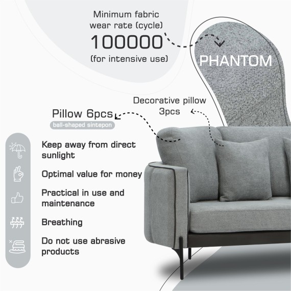 Հավաքածու HOBEL MARIA 3+1+1 KAX7005 BLACK / GREY PHANTOM 14/ GREY PHANTOM 19 (3) 
