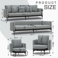 Гарнитур HOBEL MARIA 3+1+1 KAX7005 BLACK / GREY PHANTOM 14/ GREY PHANTOM 19 (3) 