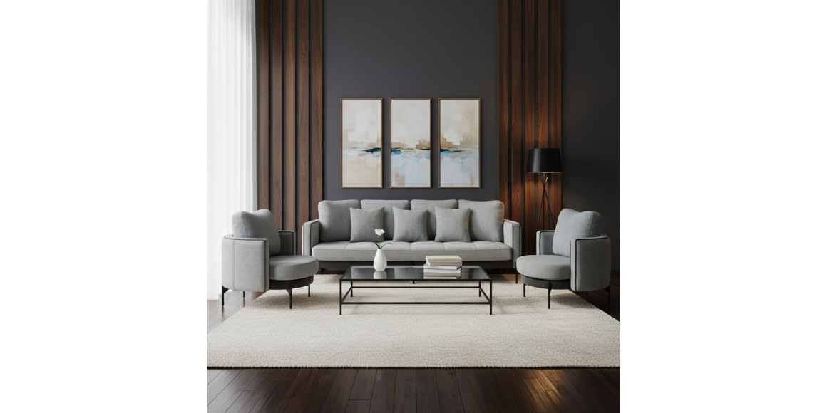 Sofa set HOBEL MARIA 3+1+1 KAX7005 BLACK / GREY PHANTOM 14/ GREY PHANTOM 19 (3) 