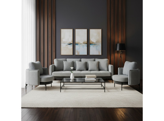 Sofa set HOBEL MARIA 3+1+1 KAX7005 BLACK / GREY PHANTOM 14/ GREY PHANTOM 19 (3) 