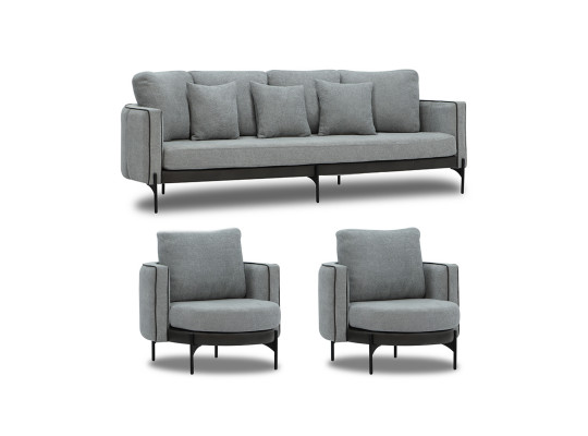 Гарнитур HOBEL MARIA 3+1+1 KAX7005 BLACK / GREY PHANTOM 14/ GREY PHANTOM 19 (3) 