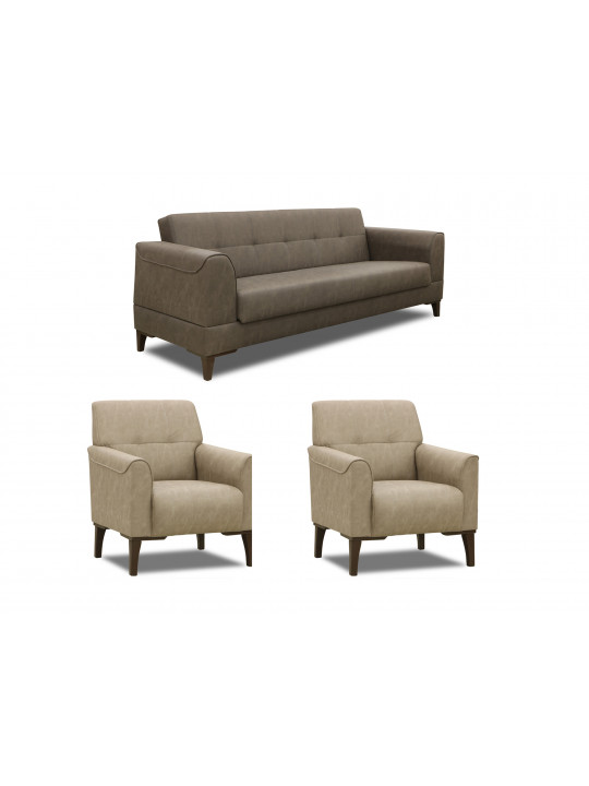 Sofa set HOBEL MARK 3+1+1 BROWN KIPRUS 04/BEIGE KIPRUS 03 (3) 