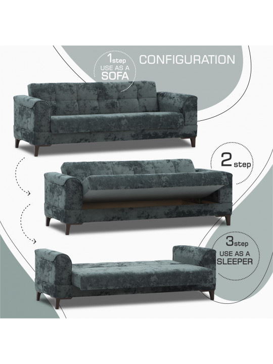 Sofa set HOBEL MARK 3+1+1 DARK GREY MONACO 15 / LIGHT GREY MONACO 13 (3) 