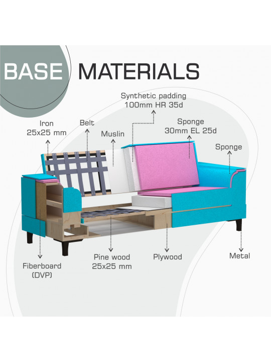 Sofa set HOBEL MARK 3+1+1 DARK GREY MONACO 15 / LIGHT GREY MONACO 13 (3) 