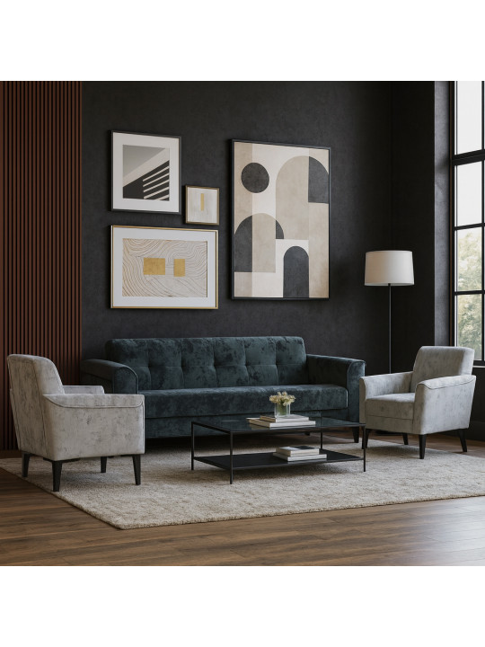 Sofa set HOBEL MARK 3+1+1 DARK GREY MONACO 15 / LIGHT GREY MONACO 13 (3) 