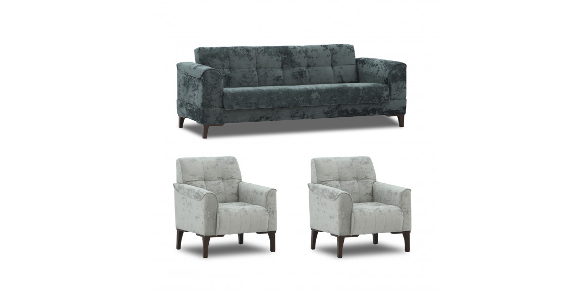 Sofa set HOBEL MARK 3+1+1 DARK GREY MONACO 15 / LIGHT GREY MONACO 13 (3) 