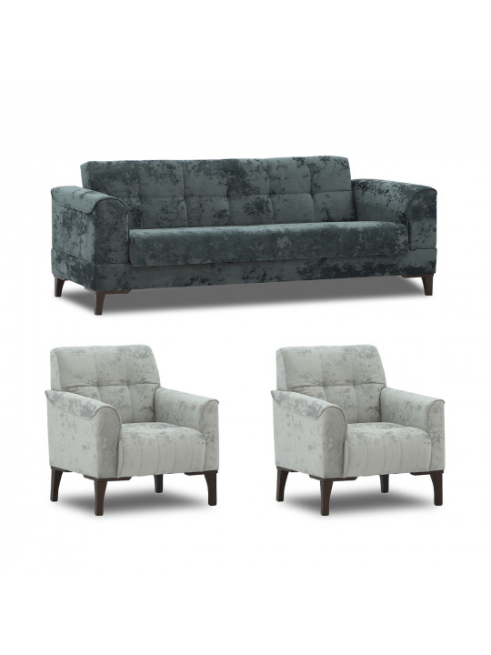 Sofa set HOBEL MARK 3+1+1 DARK GREY MONACO 15 / LIGHT GREY MONACO 13 (3) 